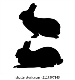 Rabbit silhouette, vector. Easter Bunny