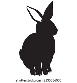 Rabbit silhouette in vector. Easter bunny. Can be used as a stencil or template for festive decorations, postcards, shop windows, logos, etc.