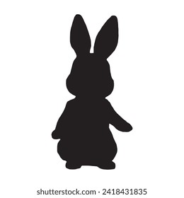 Rabbit silhouette in vector. Easter bunny. Can be used as a stencil or template for festive decorations, postcards, shop windows, logos, etc.silhouette of bunny.