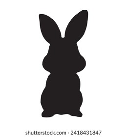 Silueta de conejo en vector. Conejo de Pascua. Se puede usar como un esténcil o plantilla para decoraciones festivas, postales, vidrieras, logos, etc.silueta de conejito.