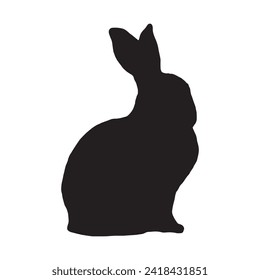 Rabbit silhouette in vector. Easter bunny. Can be used as a stencil or template for festive decorations, postcards, shop windows, logos, etc.silhouette of bunny.