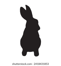 Rabbit silhouette in vector. Easter bunny. Can be used as a stencil or template for festive decorations, postcards, shop windows, logos, etc.silhouette of bunny.