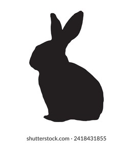 Rabbit silhouette in vector. Easter bunny. Can be used as a stencil or template for festive decorations, postcards, shop windows, logos, etc.silhouette of bunny.