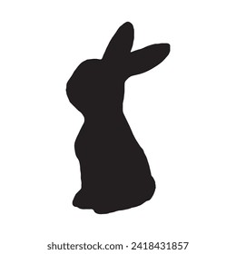 Rabbit silhouette in vector. Easter bunny. Can be used as a stencil or template for festive decorations, postcards, shop windows, logos, etc.silhouette of bunny.