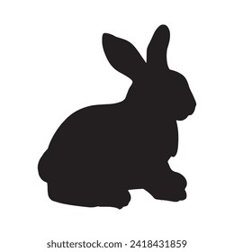 Rabbit silhouette in vector. Easter bunny. Can be used as a stencil or template for festive decorations, postcards, shop windows, logos, etc.silhouette of bunny.