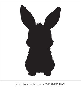 Rabbit silhouette in vector. Easter bunny. Can be used as a stencil or template for festive decorations, postcards, shop windows, logos, etc.silhouette of bunny.