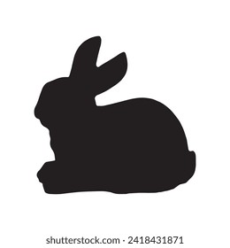 Rabbit silhouette in vector. Easter bunny. Can be used as a stencil or template for festive decorations, postcards, shop windows, logos, etc.silhouette of bunny.