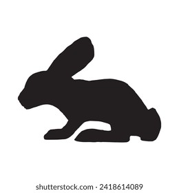 Rabbit silhouette in vector. Easter bunny. Can be used as a stencil or template for festive decorations, postcards, shop windows, logos, etc.silhouette of bunny.