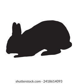 Rabbit silhouette in vector. Easter bunny. Can be used as a stencil or template for festive decorations, postcards, shop windows, logos, etc.silhouette of bunny.