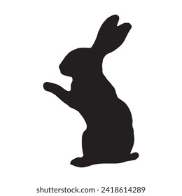Rabbit silhouette in vector. Easter bunny. Can be used as a stencil or template for festive decorations, postcards, shop windows, logos, etc.silhouette of bunny.