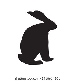 Rabbit silhouette in vector. Easter bunny. Can be used as a stencil or template for festive decorations, postcards, shop windows, logos, etc.silhouette of bunny.