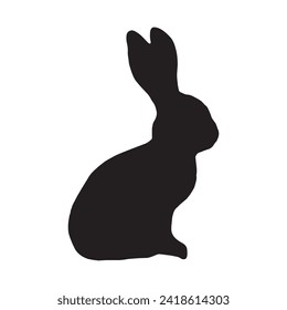 Rabbit silhouette in vector. Easter bunny. Can be used as a stencil or template for festive decorations, postcards, shop windows, logos, etc.silhouette of bunny.