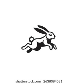 Rabbit silhouette in vector. Easter bunny. Can be used as a stencil or template for festive decorations, postcards, shop windows, logos