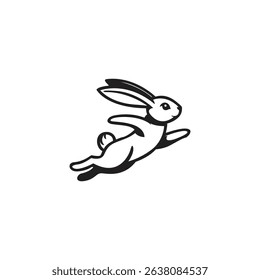 Rabbit silhouette in vector. Easter bunny. Can be used as a stencil or template for festive decorations, postcards, shop windows, logos