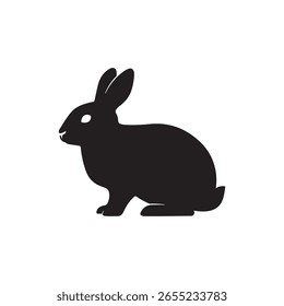 Rabbit with silhouette vector flat illustration design On White Background
