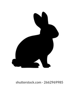 Icono del Vector de la silueta del conejo de un conejo para los conceptos de Pascua, naturaleza, y animales lindos.