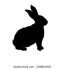 rabbit silhouette - vector illustration