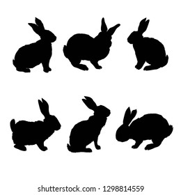 rabbit silhouette - vector illustration