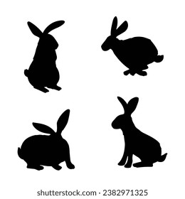 Rabbit Silhouette. Rabbit Vector Illustration.