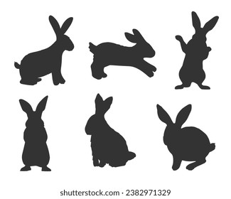 Rabbit Silhouette. Rabbit Vector Illustration.