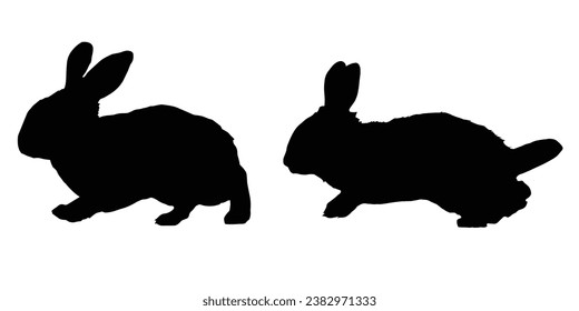 Rabbit Silhouette. Rabbit Vector Illustration.