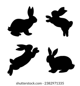 Rabbit Silhouette. Rabbit Vector Illustration.