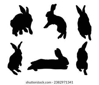 Rabbit Silhouette. Rabbit Vector Illustration.