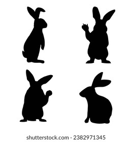 Rabbit Silhouette. Rabbit Vector Illustration.