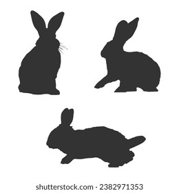 Rabbit Silhouette. Rabbit Vector Illustration.