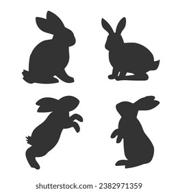 Rabbit Silhouette. Rabbit Vector Illustration.