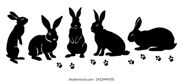 Rabbit Silhouette. Rabbit Vector Illustration.