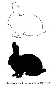 rabbit silhouette, vector illustration