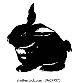 rabbit silhouette - vector illustration