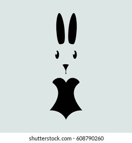 rabbit silhouette - vector illustration