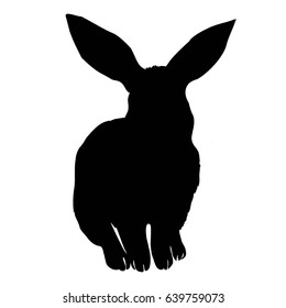 rabbit silhouette - vector illustration