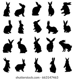 rabbit silhouette, vector, illustration