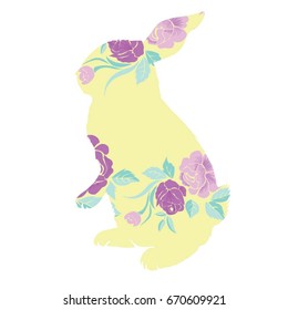 rabbit silhouette, vector, illustration