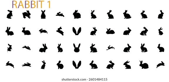 rabbit silhouette vector illustration collection