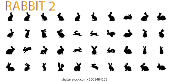 rabbit silhouette vector illustration collection