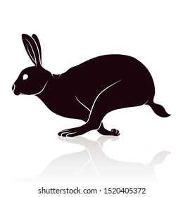 rabbit silhouette vector illustration isolated on white background
