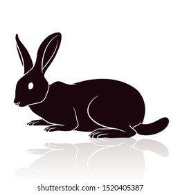 rabbit silhouette vector illustration isolated on white background