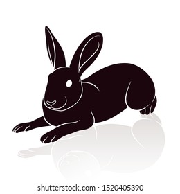 rabbit silhouette vector illustration isolated on white background