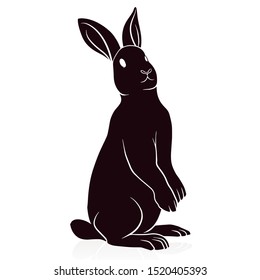 rabbit silhouette vector illustration isolated on white background