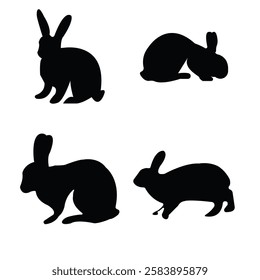 Rabbit silhouette vector image download 