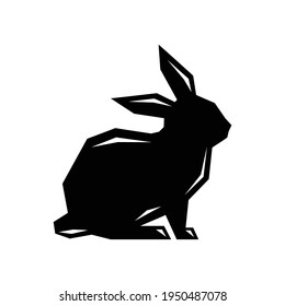 Rabbit Silhouette Vector Images, Flat Icons, Graphics, Logo Design. Black Rabbit Design Vector Illustration. Hares side view isolated white background. Editable Rabbit animal templates clipart symbol.
