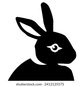 Rabbit silhouette vector, isolated white