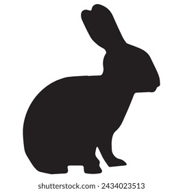 Rabbit silhouette vector in white background. Easter bunny. Can be used as a stencil or template for festive decorations, postcards, shop windows, logos, etc,