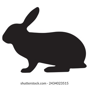 Kaninchen-Silhouetten-Vektor in weißem Hintergrund. Osterhase. Kann als Schablone oder Vorlage für festliche Dekorationen, Postkarten, Schaufenster, Logos usw. verwendet werden,