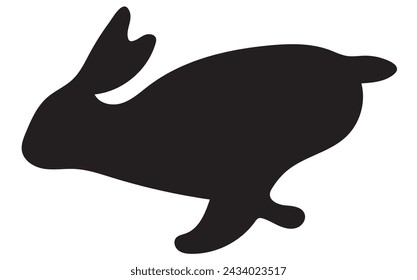 Rabbit silhouette vector in white background. Easter bunny. Can be used as a stencil or template for festive decorations, postcards, shop windows, logos, etc,