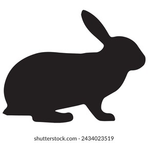 Kaninchen-Silhouetten-Vektor in weißem Hintergrund. Osterhase. Kann als Schablone oder Vorlage für festliche Dekorationen, Postkarten, Schaufenster, Logos usw. verwendet werden,